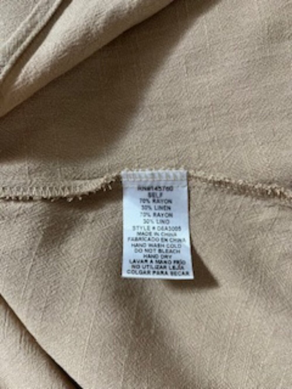 🧡3/15 ijoah Linen Blend Adjustable Straps Front Button Beige Dress Women's L - Picture 6 of 9